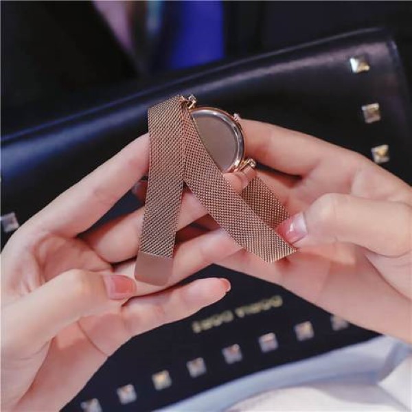 Orologio Da Donna Elegante Con Quadrante Cielo Stellato E Diamanti Magnetici - Cinturino A Maglia Milanese