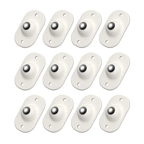 Set 4 Ruote Autoadesive Girevoli A 360° Per Mobili – Bianche – Portata Max 24,5 Kg – Con Cuscinetti A Sfera