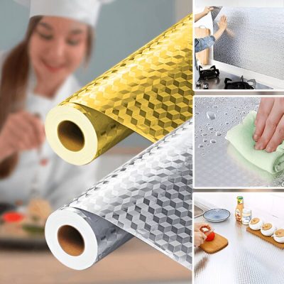 Adesivo da Cucina in Foglio di Alluminio - 61x300 cm, Tagliabile su Misura, Resistente all'Olio | ALUMAX