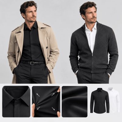 Camicia elegante da uomo elasticizzata a maniche lunghe e antipiega | BRILLSHIRT